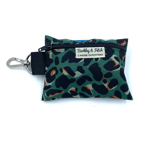 Green Leopard Print Poo Bag Holder