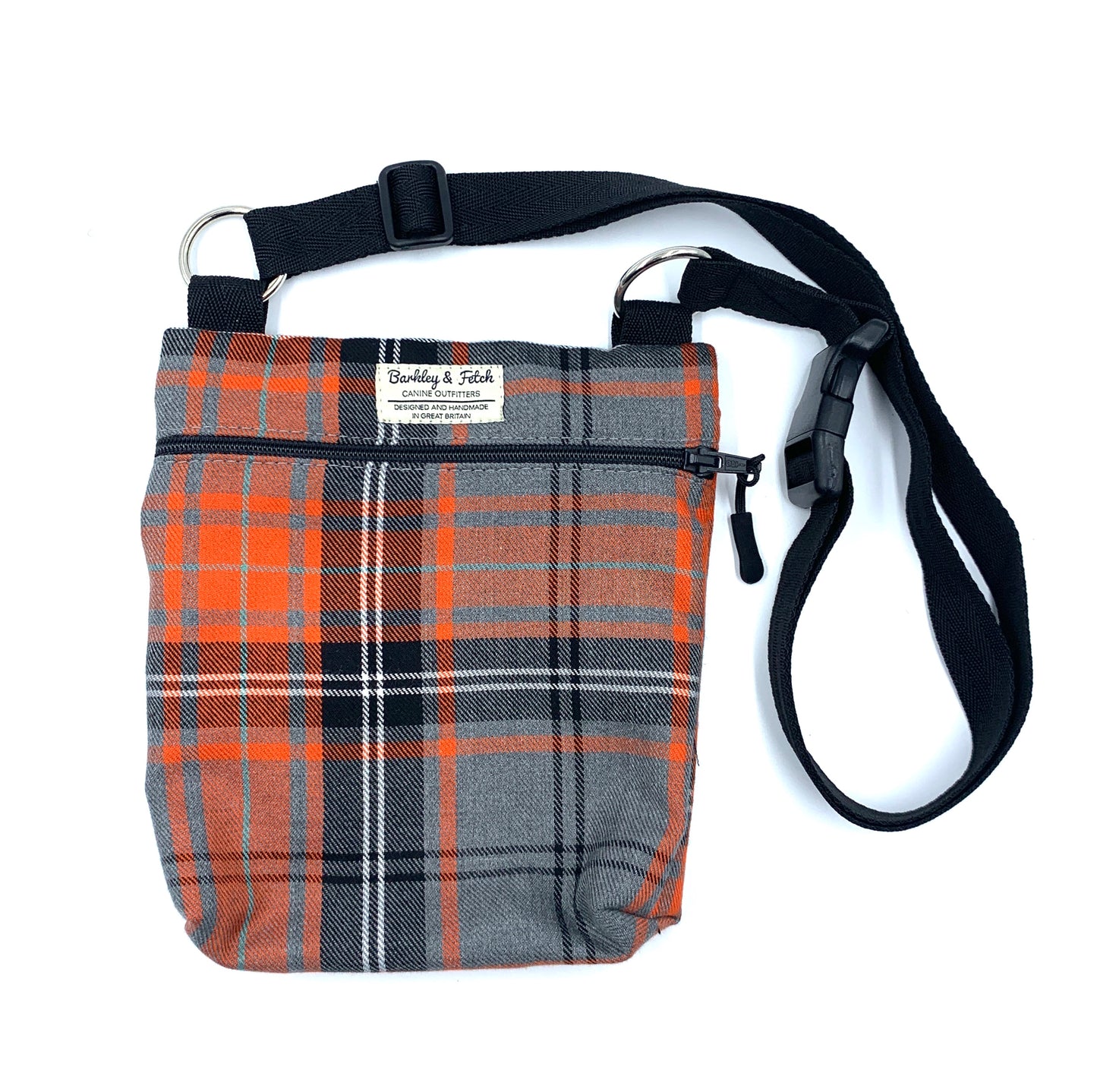 Orange/Grey Tartan Dog Walk and Treat Bag