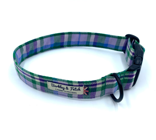 Green/Purple Check Dog Collar