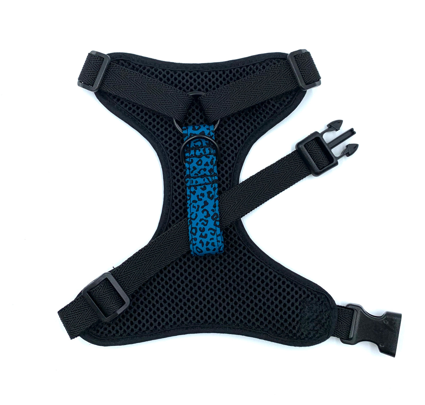 Teal Leopard Print Dog Harness