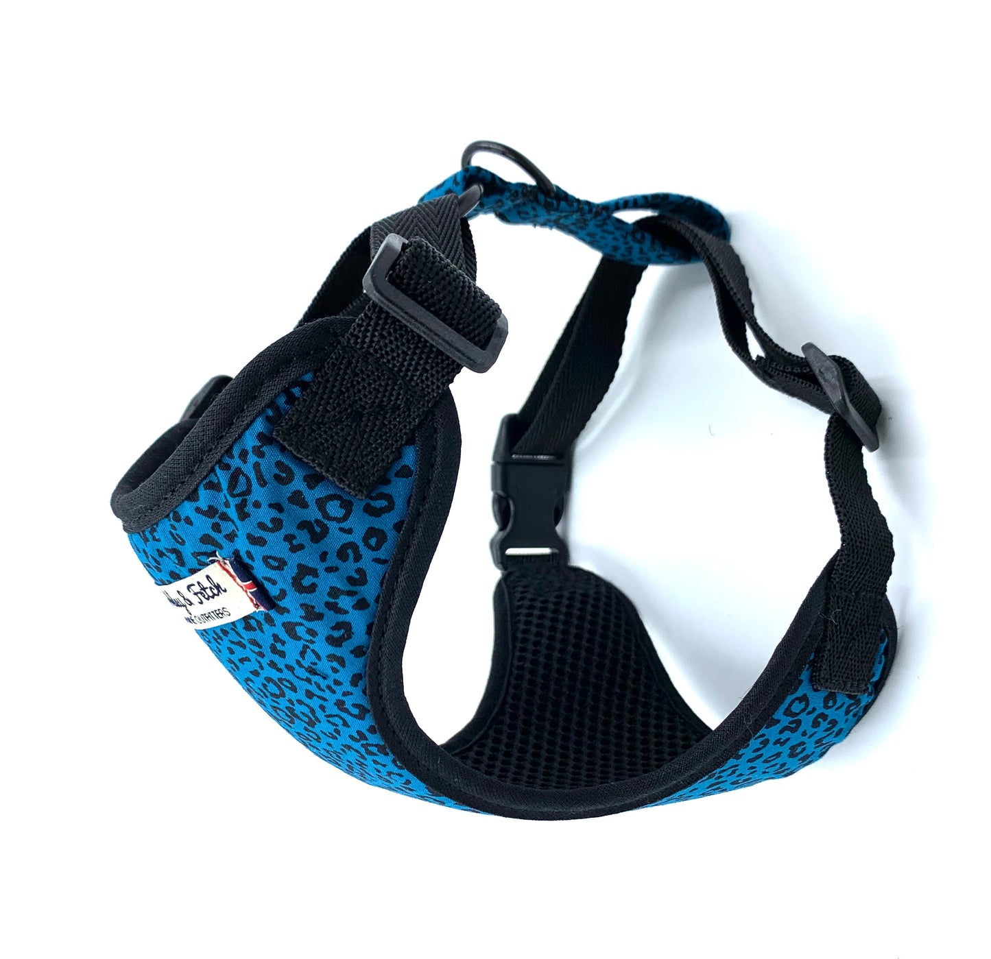 Teal Leopard Print Dog Harness