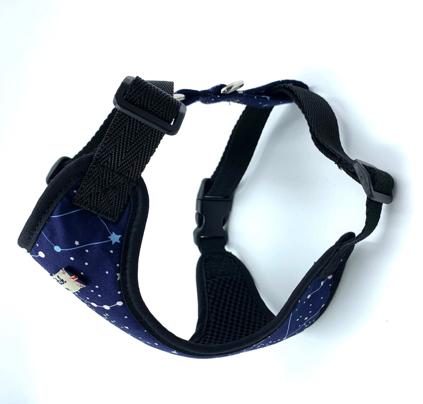 Dog harness with star pattern on a white background
