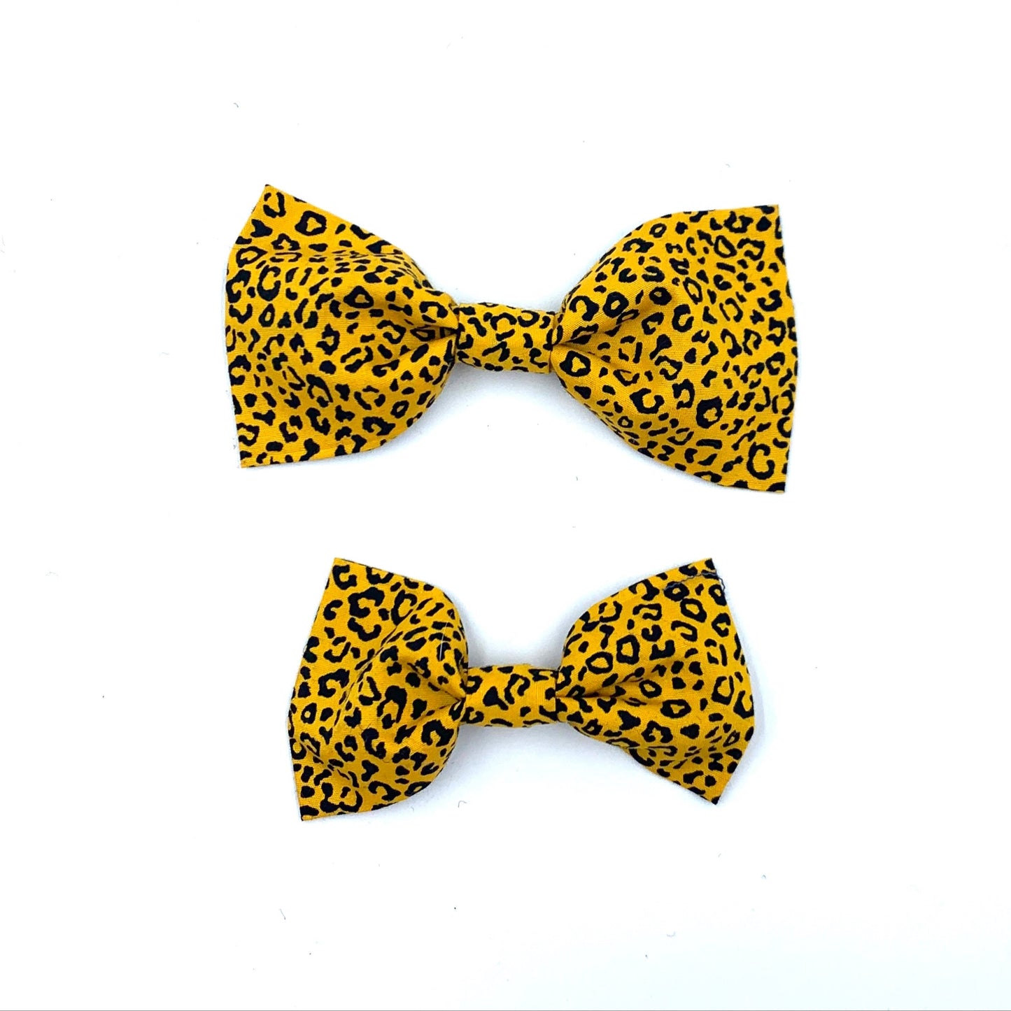 Ochre Leopard Print Dog Bow