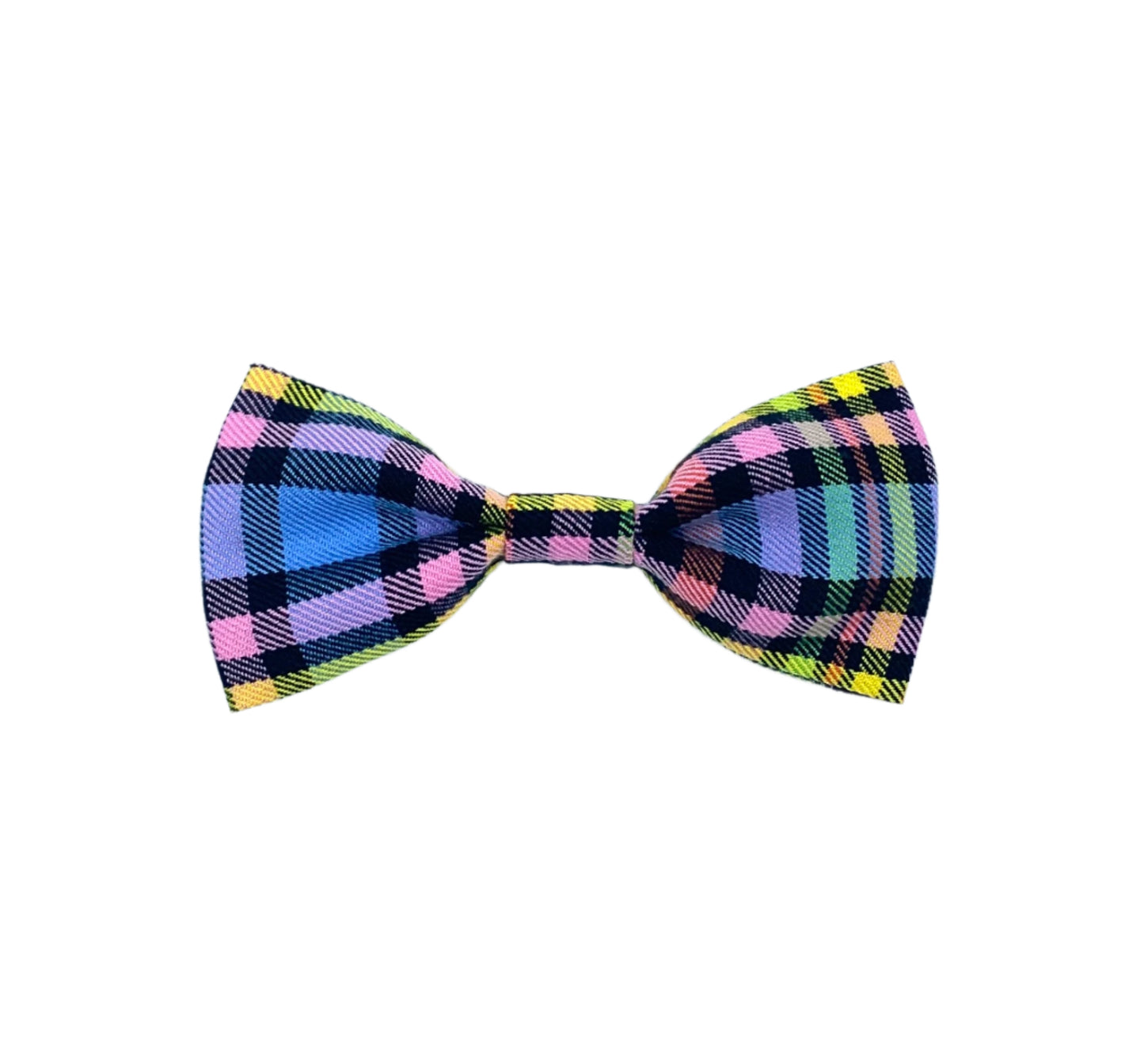 Pastel Rainbow Check Dog Bowtie