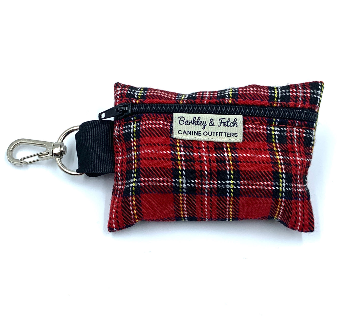 Red Tartan Poo Bag Holder