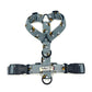 Handmade grey and yellow bee print strap harness for dogs