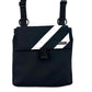 Handy black soft-shell fabric shoulder bag for dog walking with reflective stripe and hi-vis lining