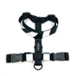 Handmade black webbing strap harness with reflective flashes for dogs