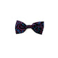 Beautifully made blue, pink and black paisley corduroy dog bowtie with elastic loops at the back to thread through a collar