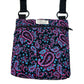 Beautiful handmade blue paisley corduroy shoulder bag for dog walking