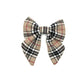 Stylish sailor bow in caramel tartan fabric made to attach to a dog collar