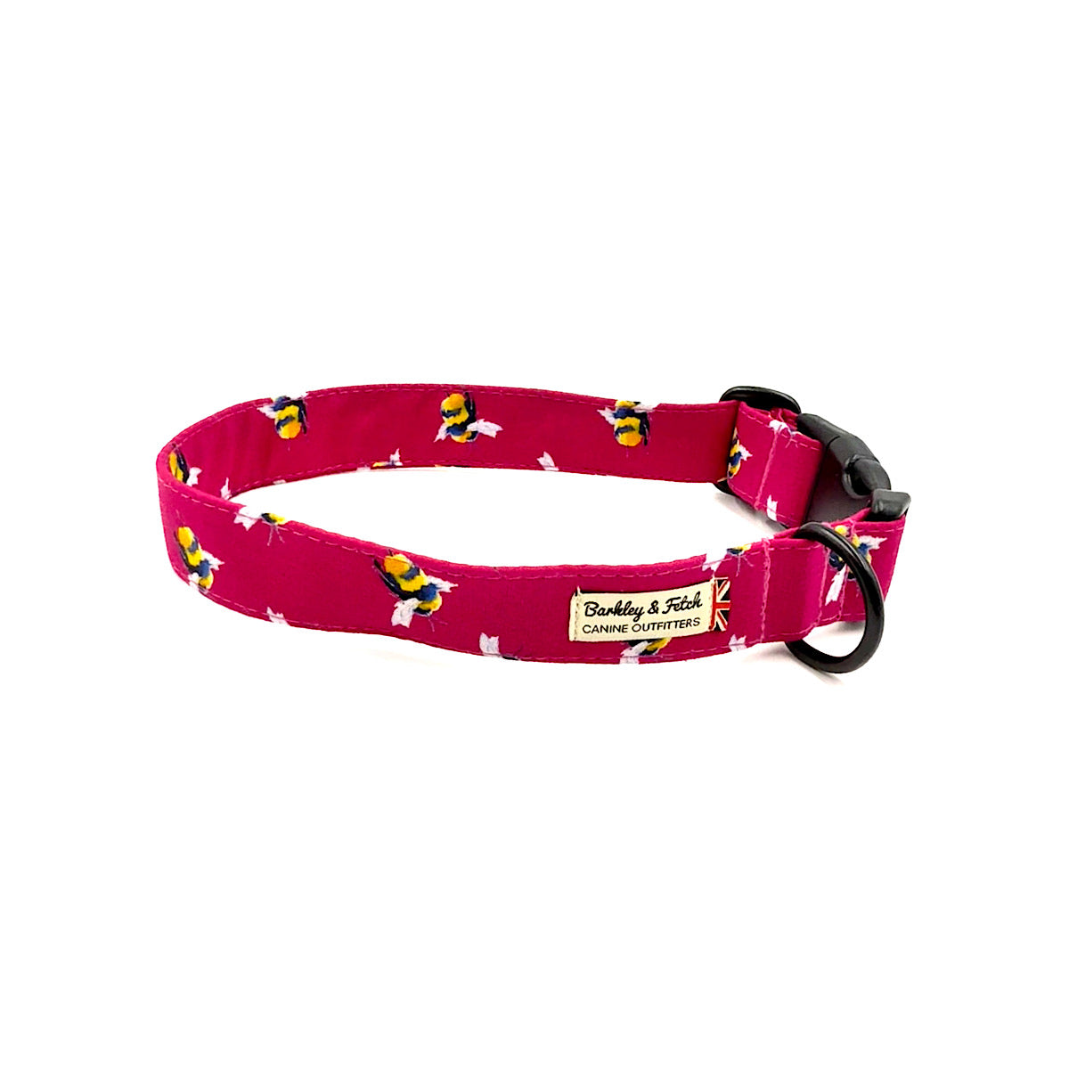 Bee Print Dog Collar-Cerise Pink