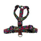 Cherry Paisley corduroy Strap dog Harness underneath section on a white background