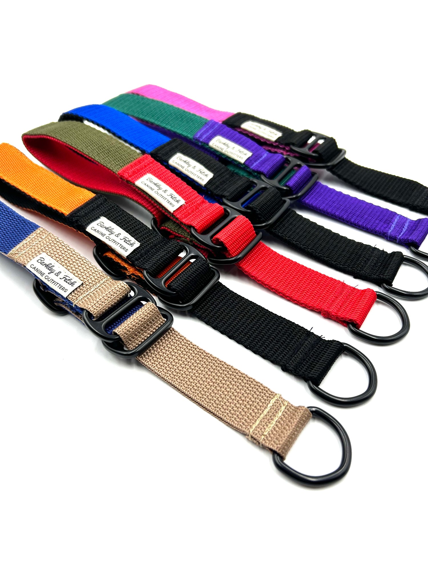 Stylish colour block webbing martingale dog collar