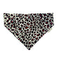 Handmade red white and black corduroy leopard print dog bandana that can thread through a collar