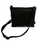 Black colour settle mat folded into a velcro closed bag with a black shoulder strap handmade by Barkley and fetch in the UK, against a white background