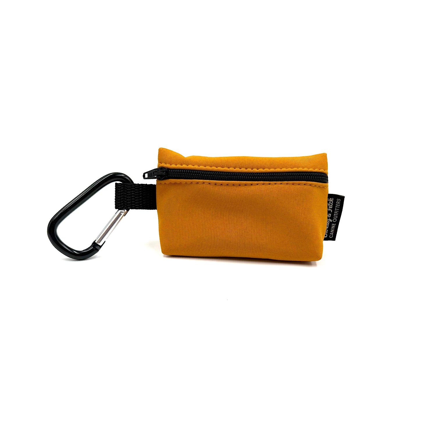 Orange keychain pouch with carabiner on a white background handmade by barkley and fetch