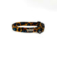 Leopard print dog collar with a visible brand label on a white background. Handmade in UK by Barkley and Fetch