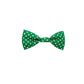 Stylish green dog bowtie with white polka dots with elastic loops at the back to thread through a collar