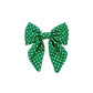 Pretty sailor bow in green fabric with white polka dots made to attach to a dog collar