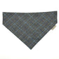 Gray checkered bandana with a brand tag on a white background