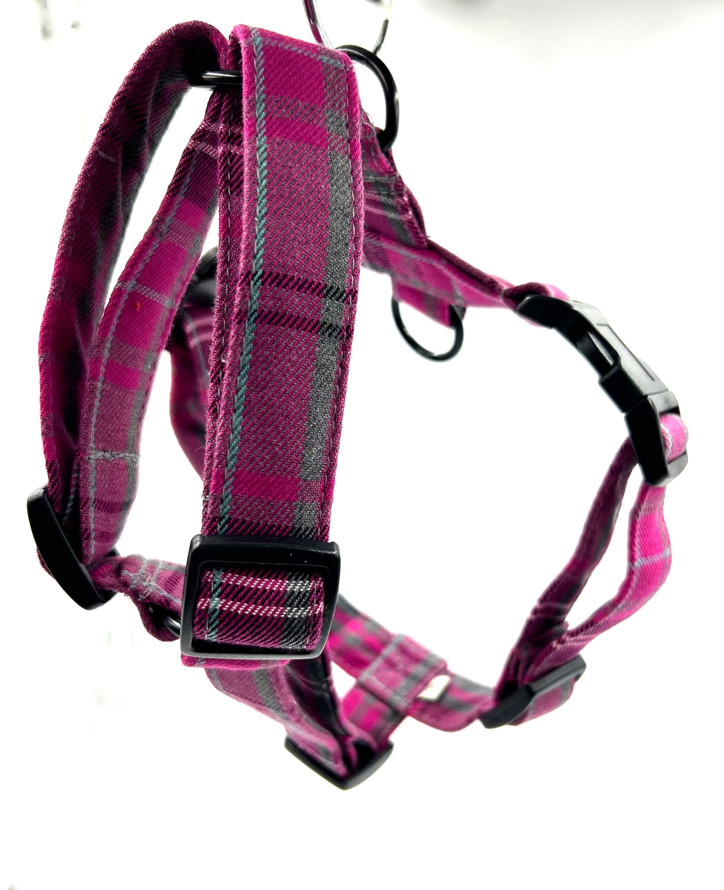 Pink & Grey Tartan Strap Harness