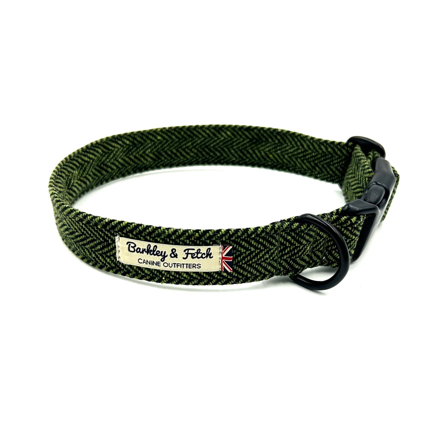 Green Herringbone Dog Collar