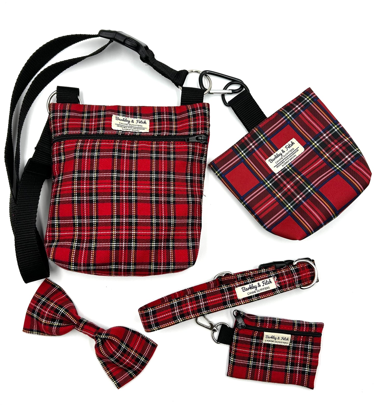 Red Tartan Dog Walk and Treat Bag