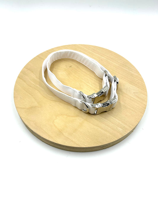 White Satin Wedding Dog Collar