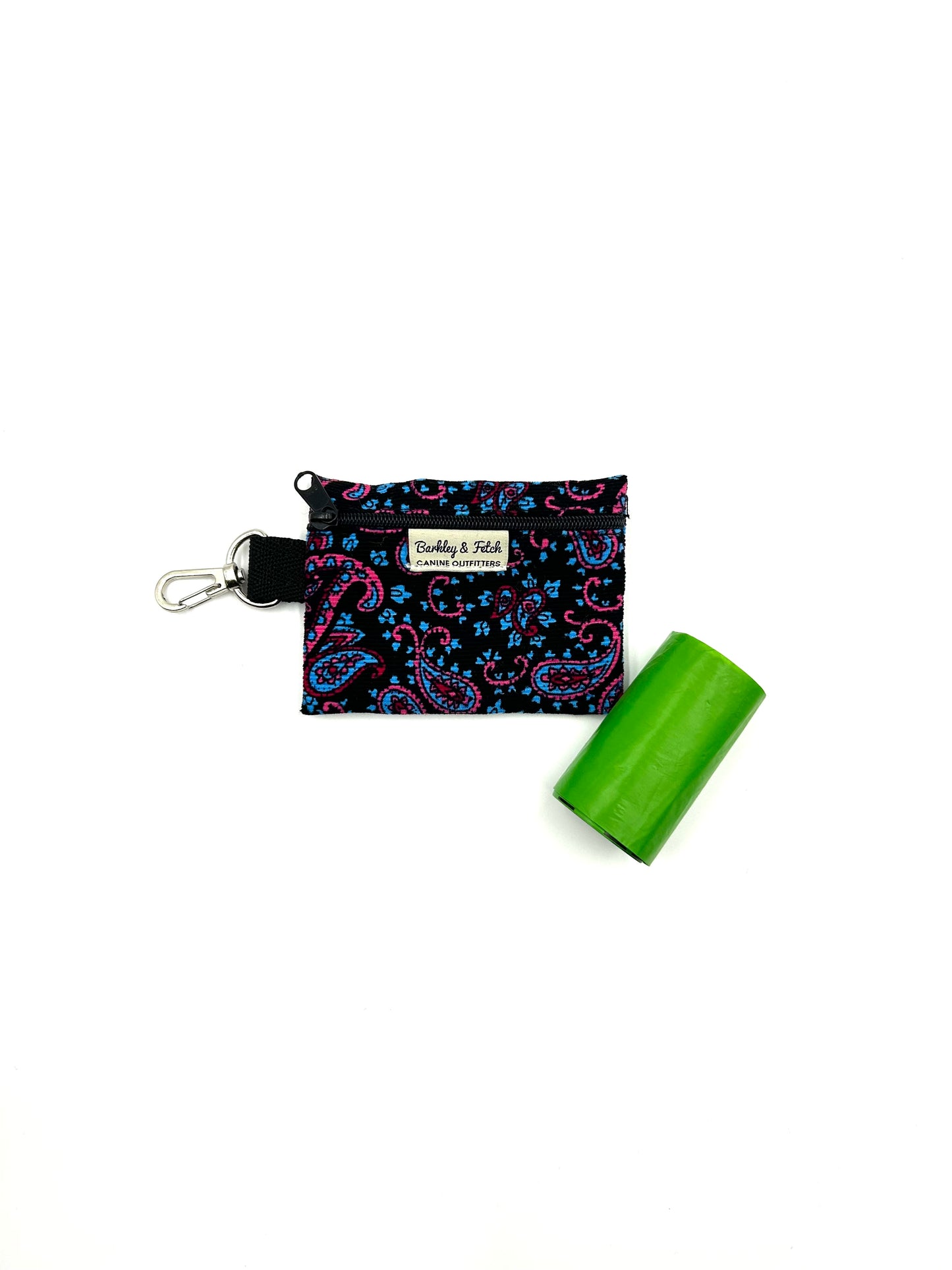 Blue Paisley Corduroy Poo Bag Holder