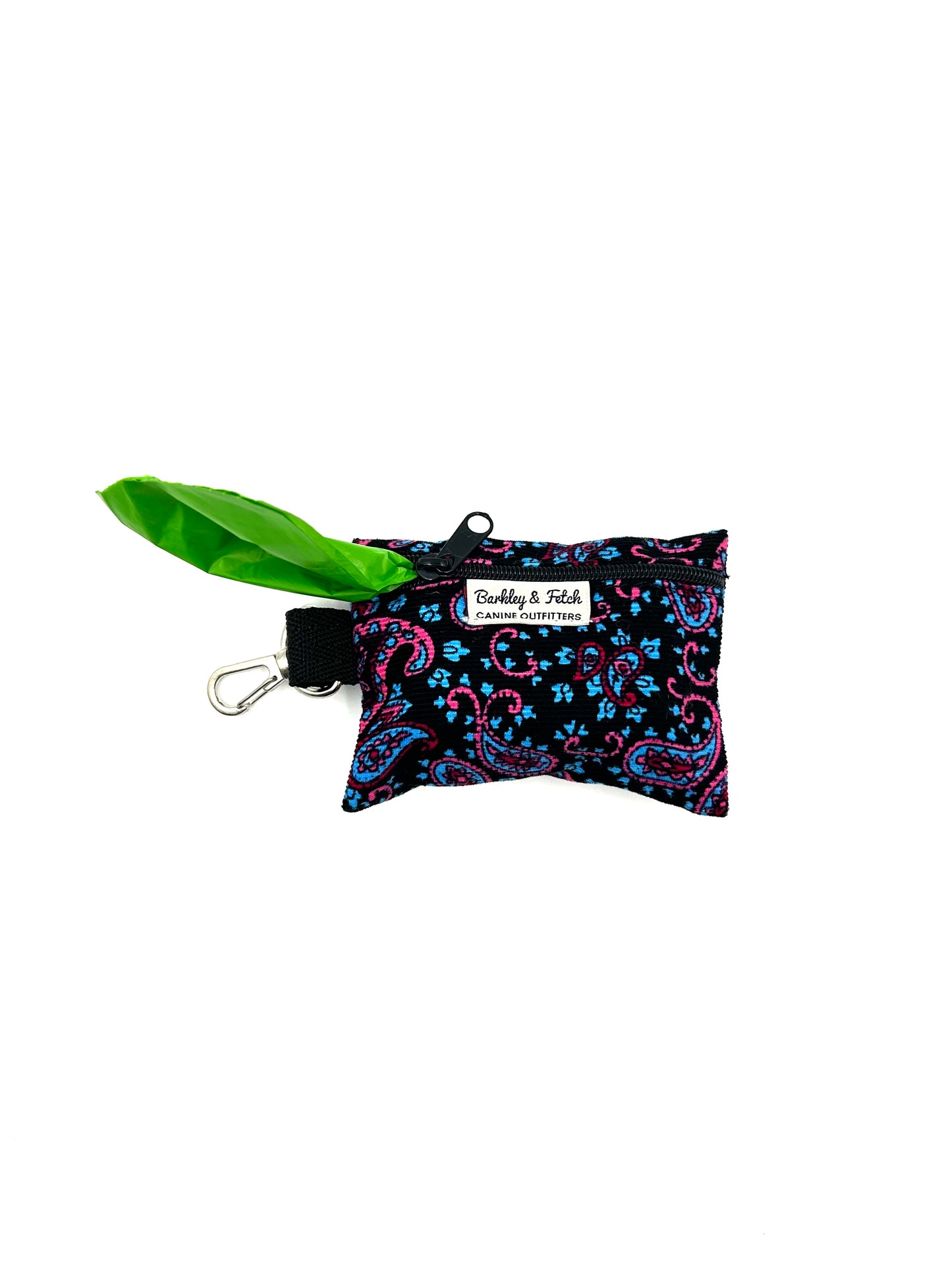 Blue Paisley Corduroy Poo Bag Holder