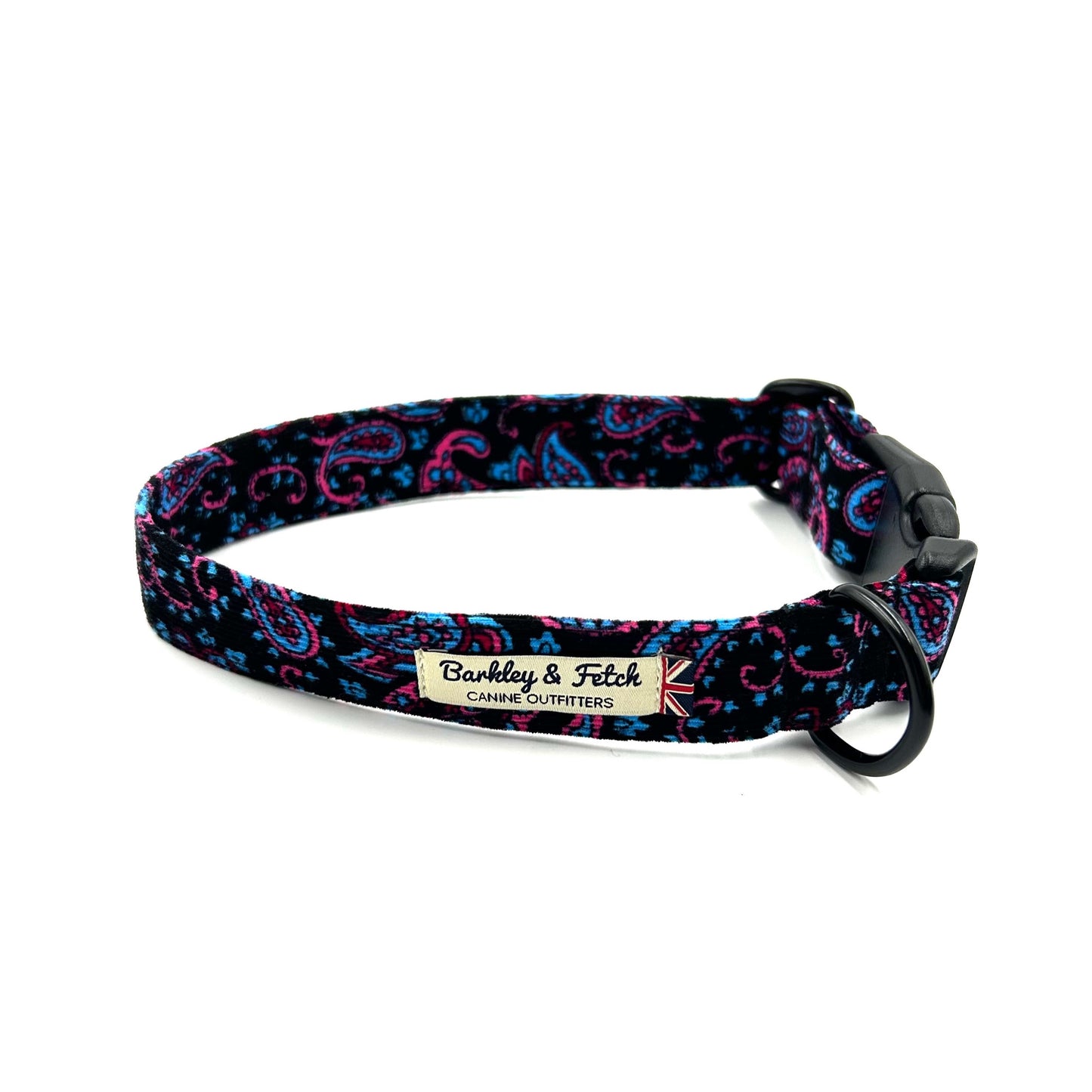 Blue Paisley Corduroy Dog Collar