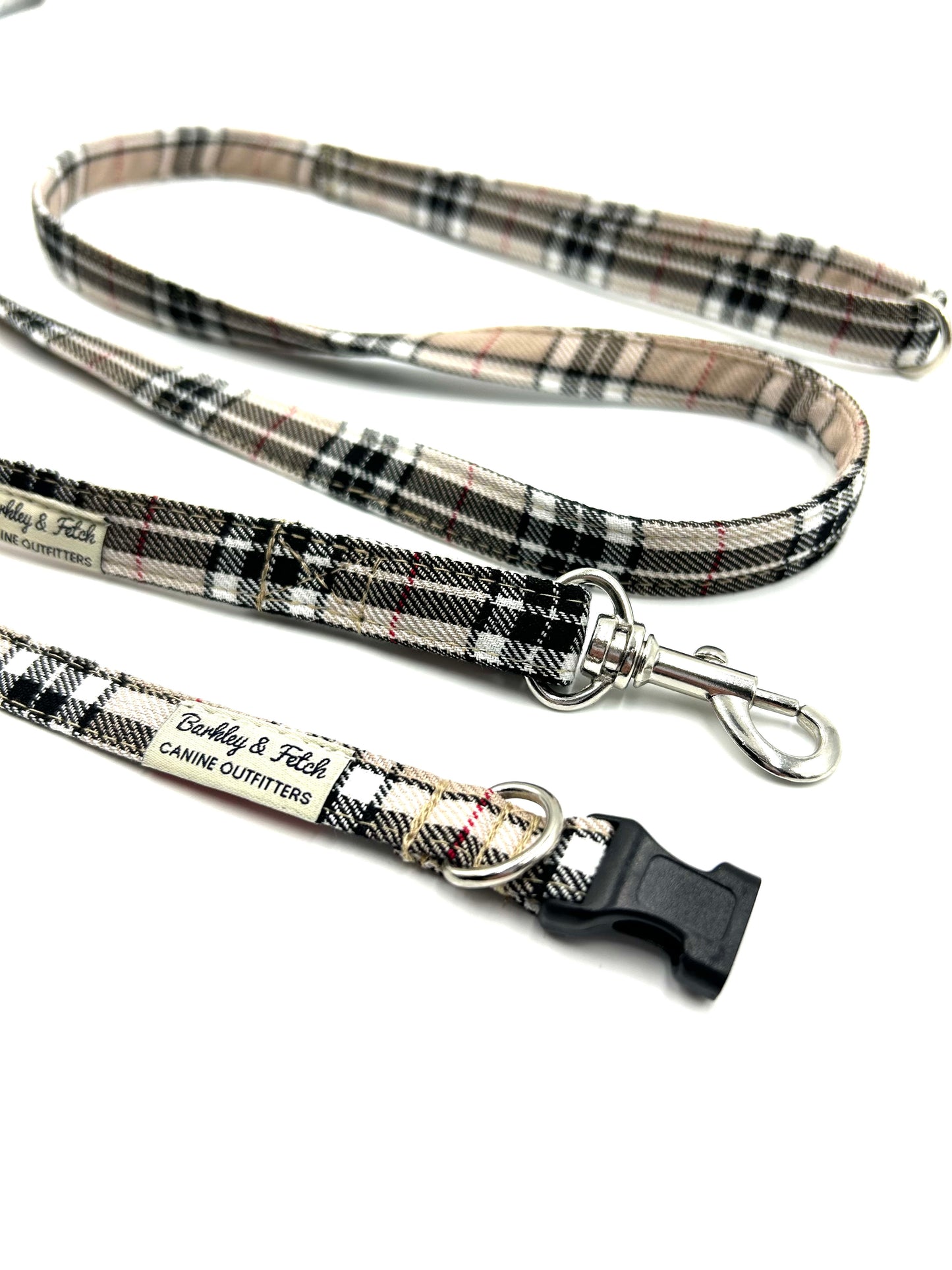 Caramel Tartan Puppy Collar and Lead Set