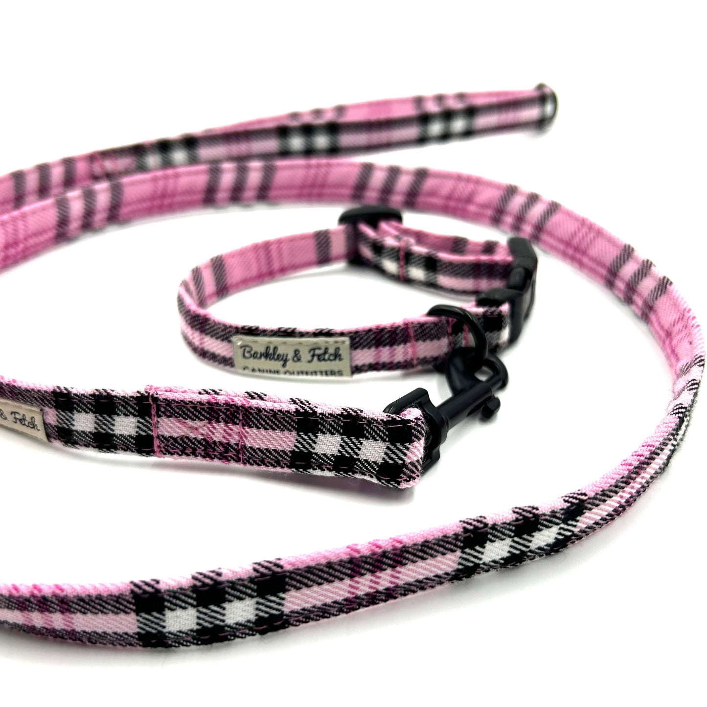 PinkBerry Check Puppy Collar and Lead Set