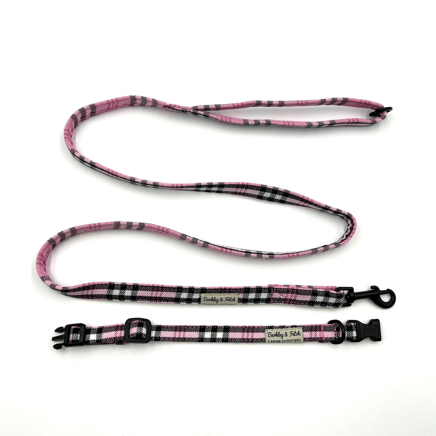 PinkBerry Check Puppy Collar and Lead Set