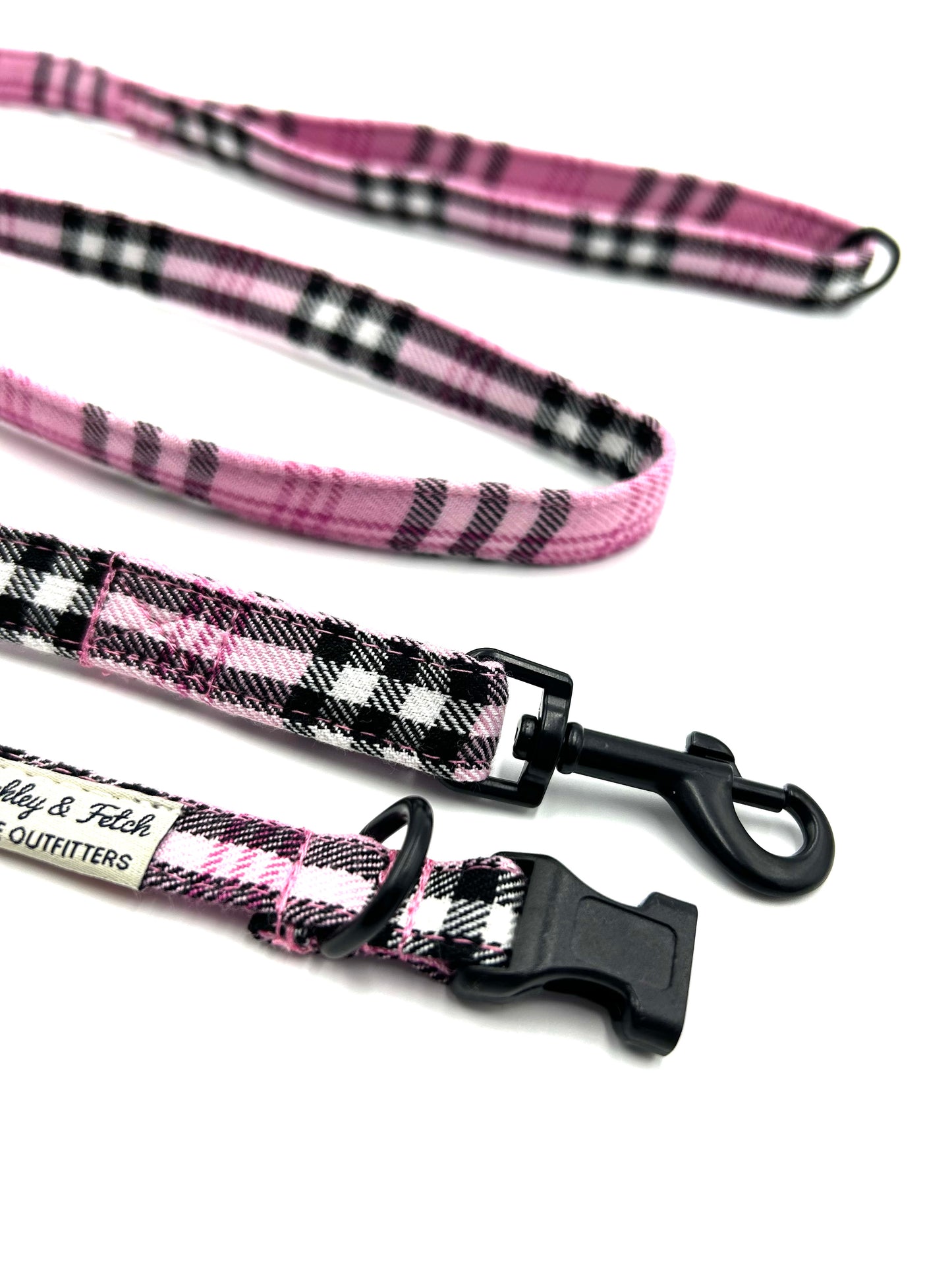 PinkBerry Check Puppy Collar and Lead Set