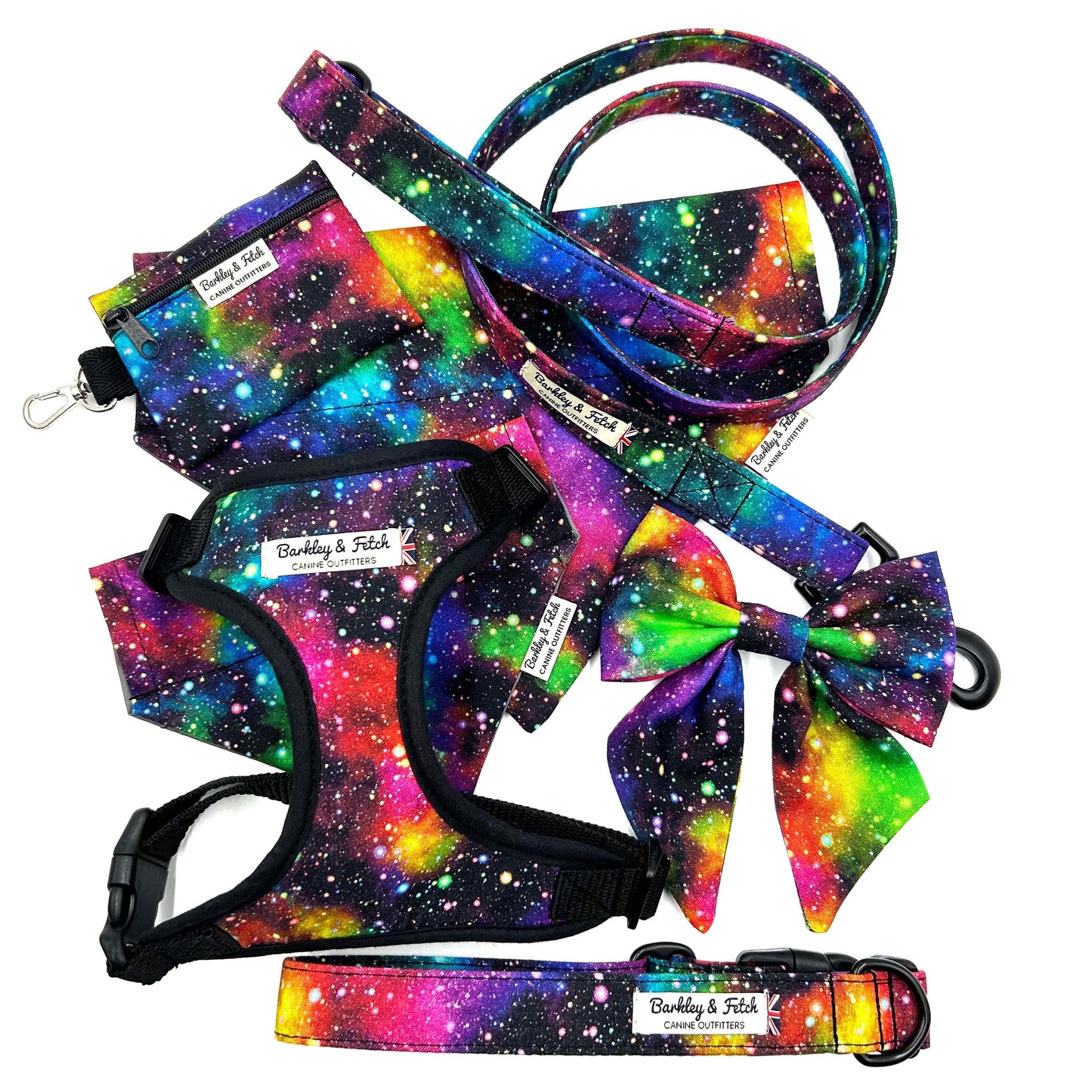 Rainbow Galaxy Dog Bowtie