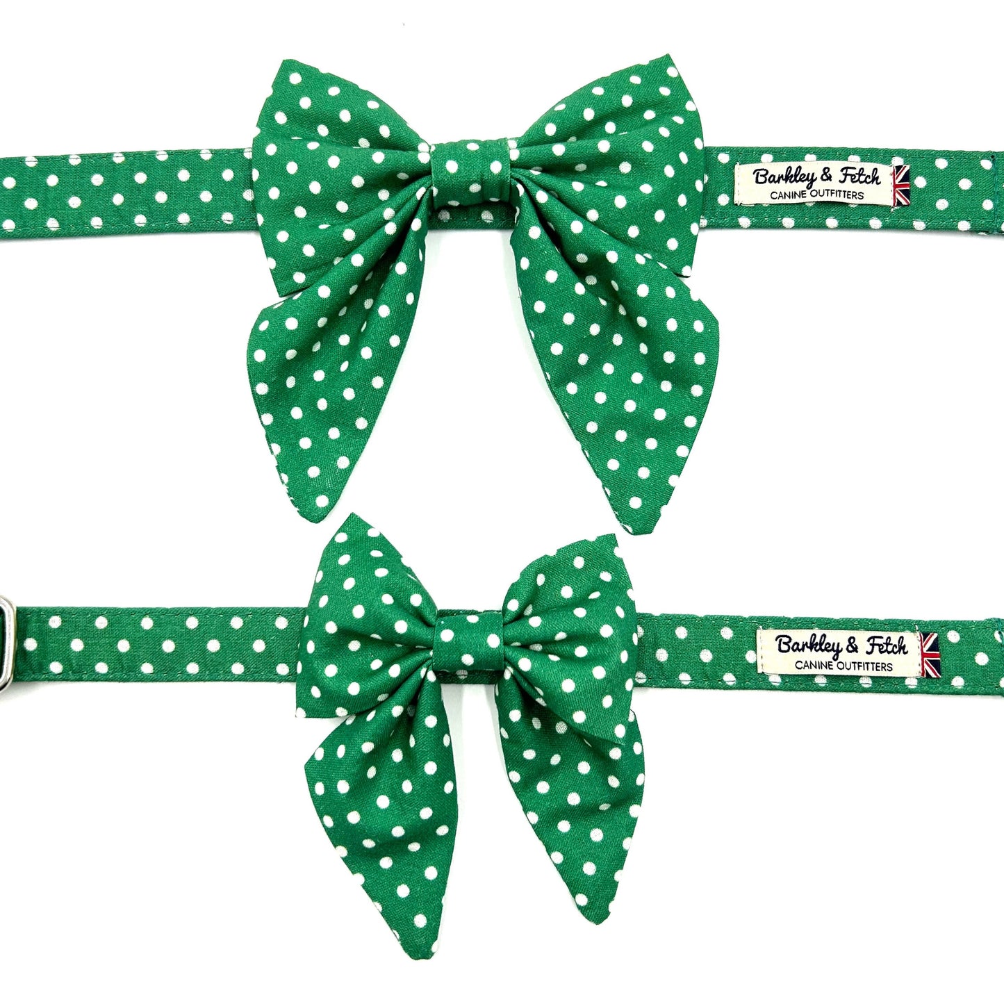 Green Spot Print Dog Sailor Bow