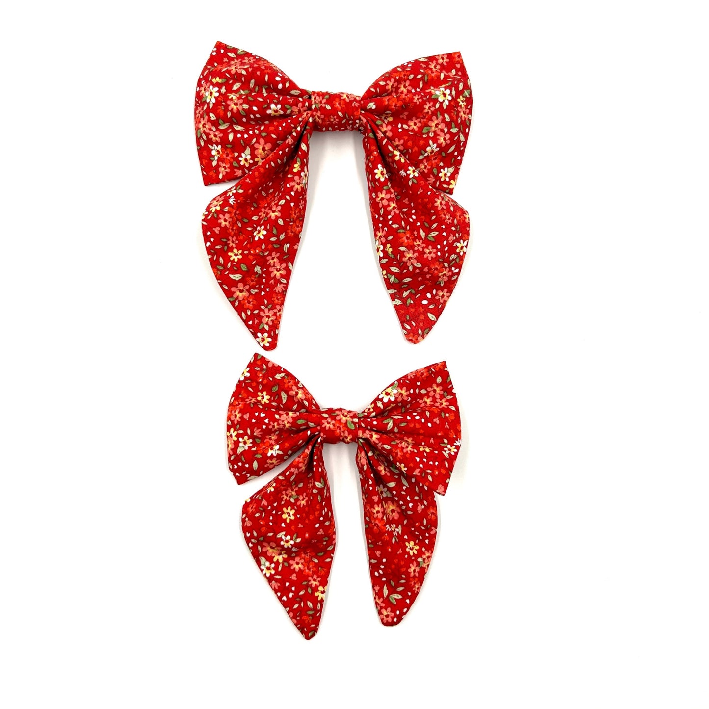 Red Ditsy Floral Print Dog Sailor Bow