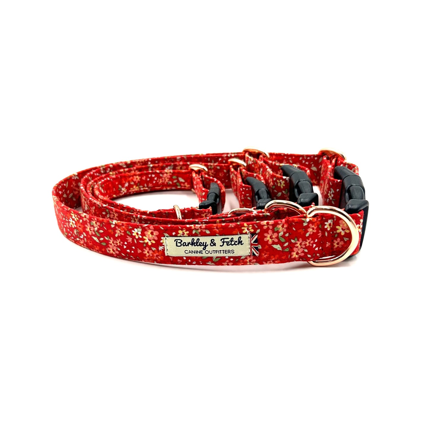 Red Ditsy Floral Print Dog Collar