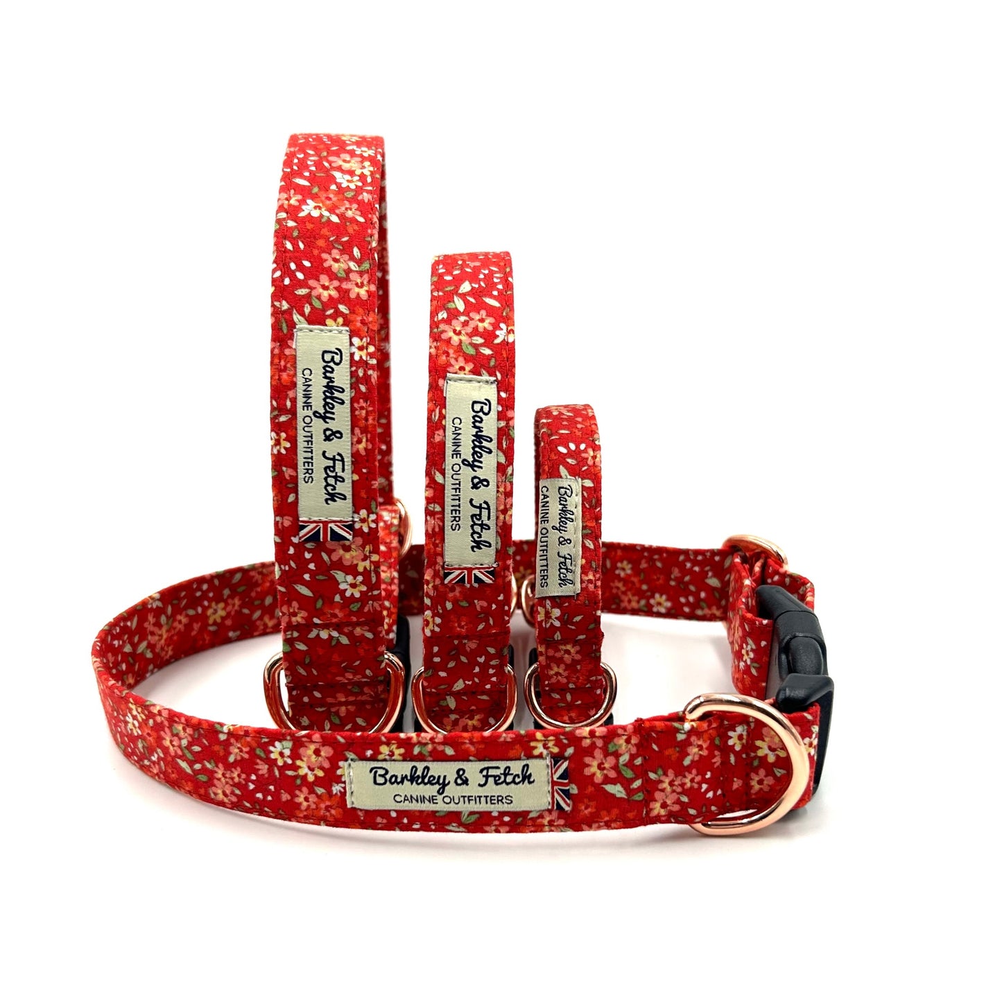 Red Ditsy Floral Print Dog Collar