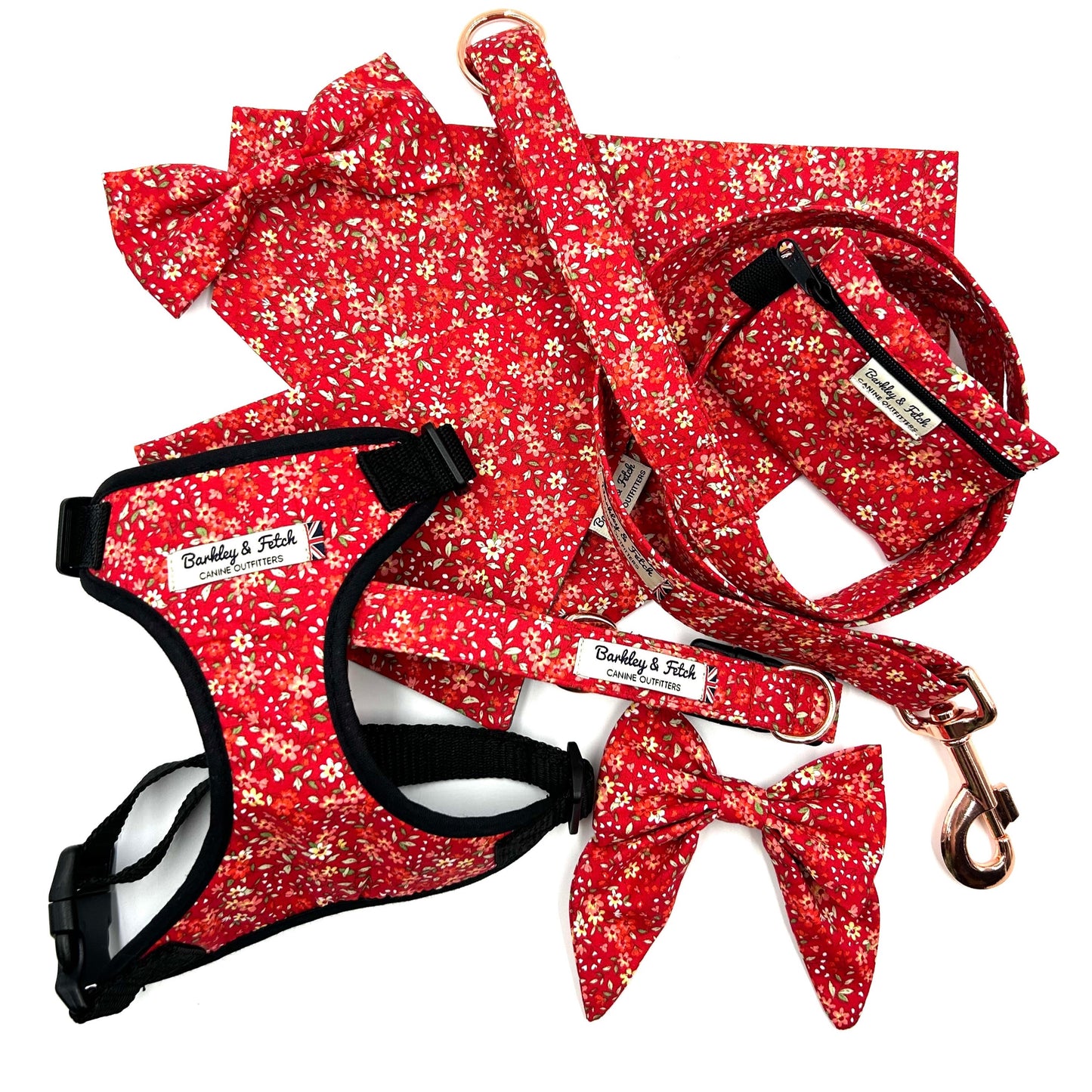 Red Ditsy Floral Print Harness