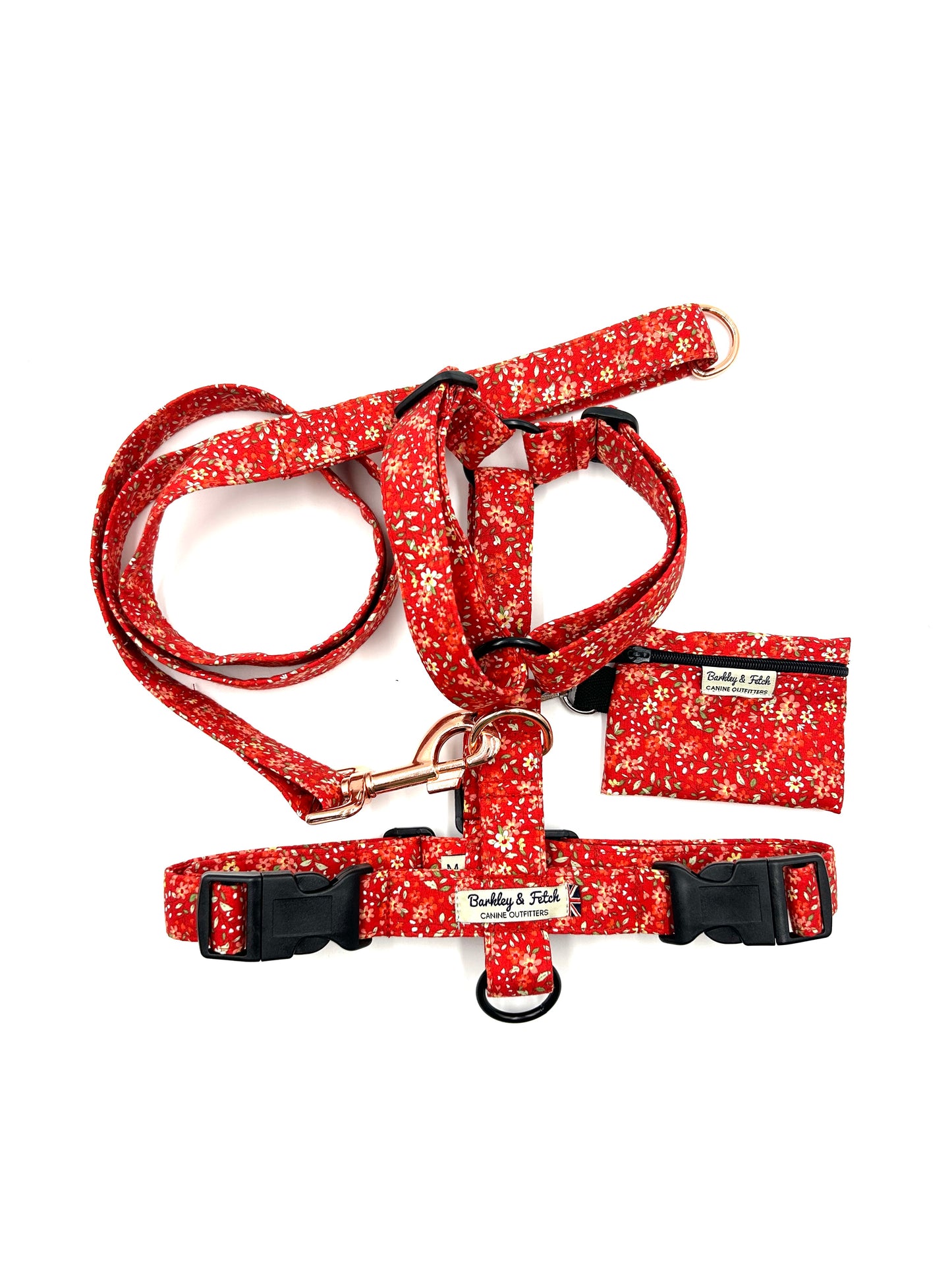 Red Ditsy Floral Print Strap Harness