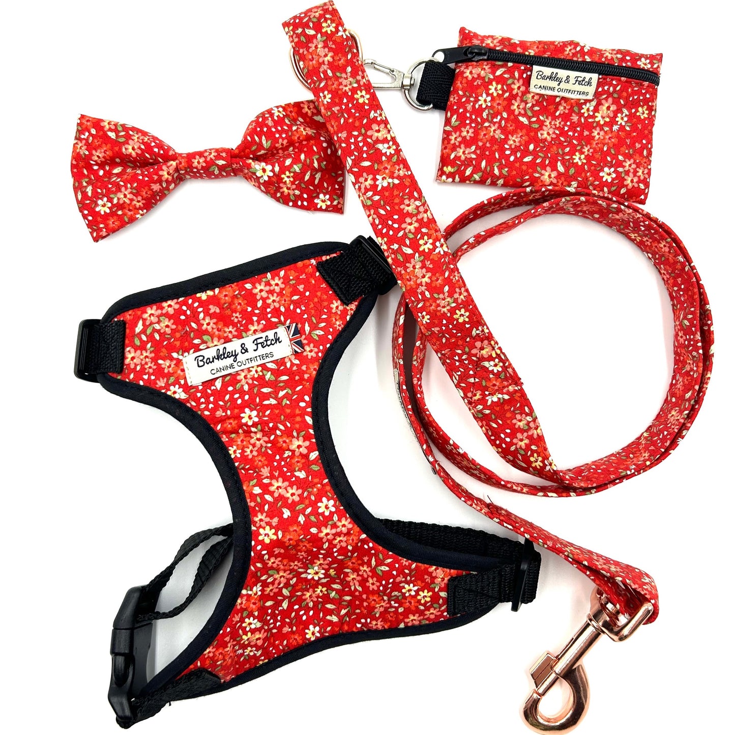 Red Ditsy Floral Print Harness