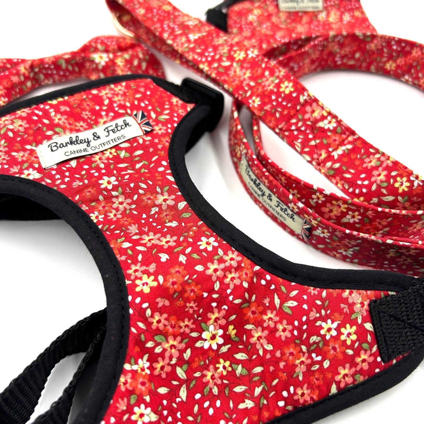 Red Ditsy Floral Print Dog Lead