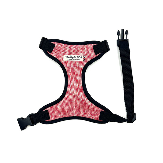 Red Herringbone Dog Harness