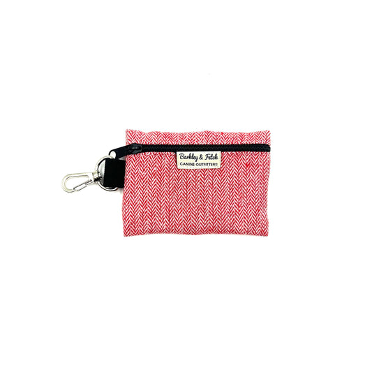 Red Herringbone Poo Bag Holder