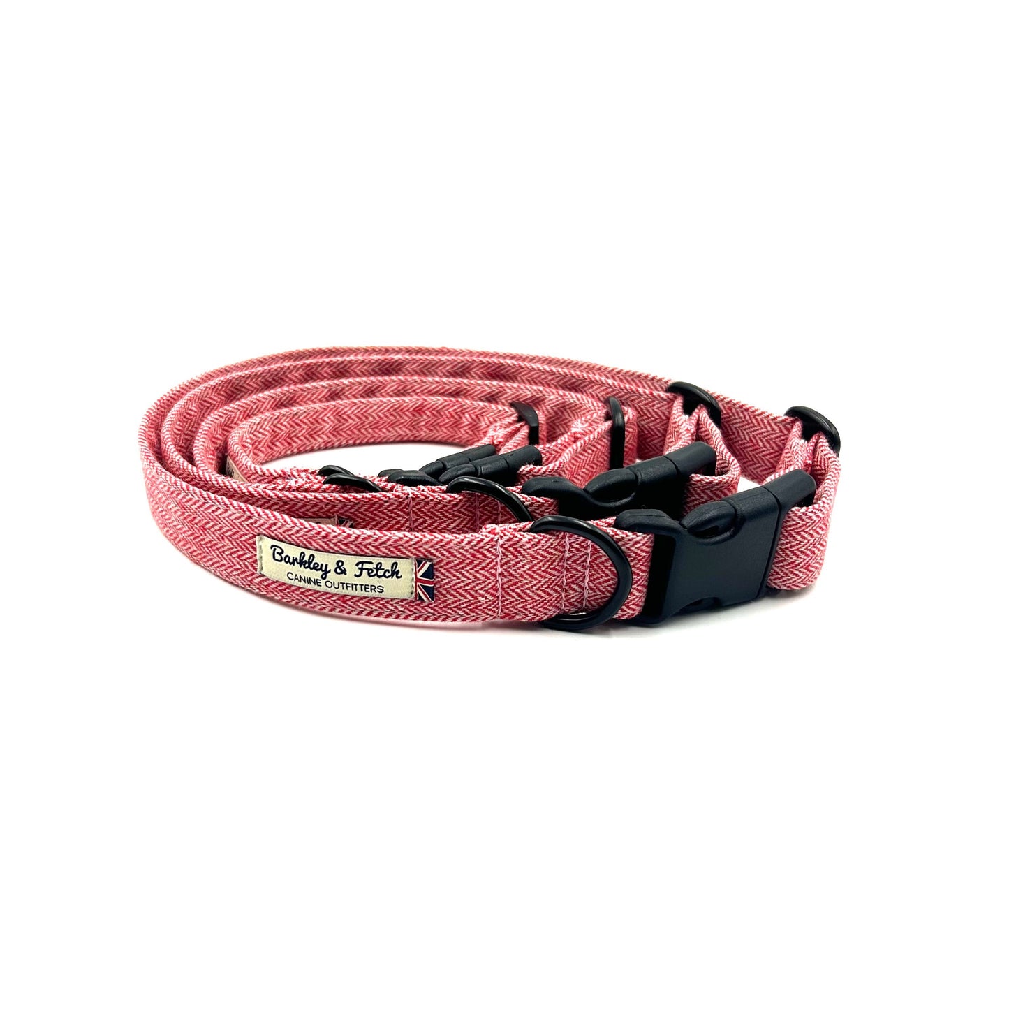 Red Herringbone Dog Collar