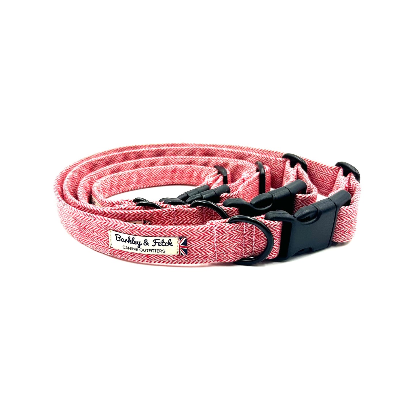 Red Herringbone Dog Collar