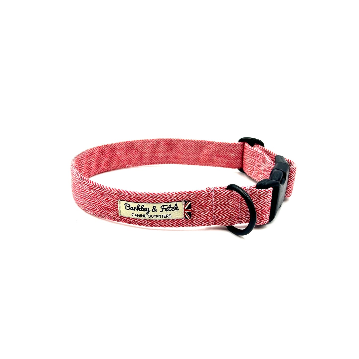 Red Herringbone Dog Collar